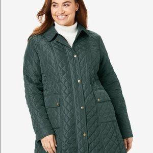 WOMAN WITHIN FLEECE LINED QUILTED JKT FOREST SZ 5X